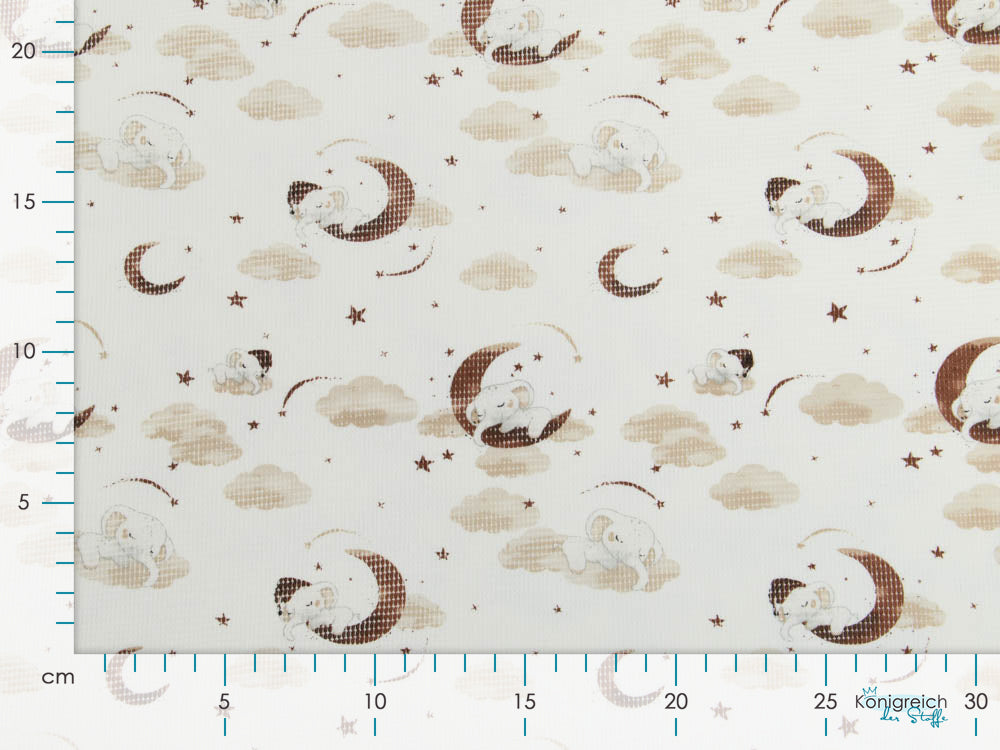Jersey Waffel - süße schlafende Elefanten im Mond