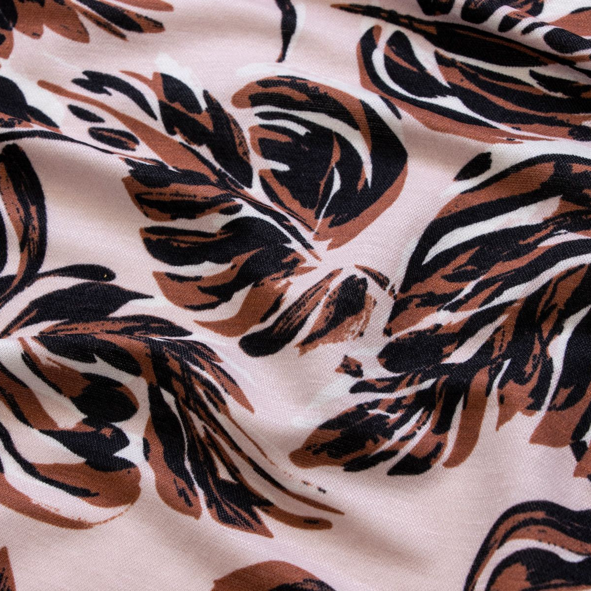 Viskose-Polyester Stretch Lino - Monsterablätter - rosa