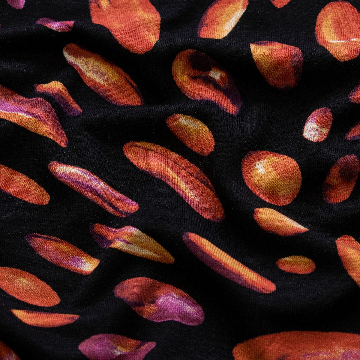 Jersey Viskose - ovale Kreise -schwarz