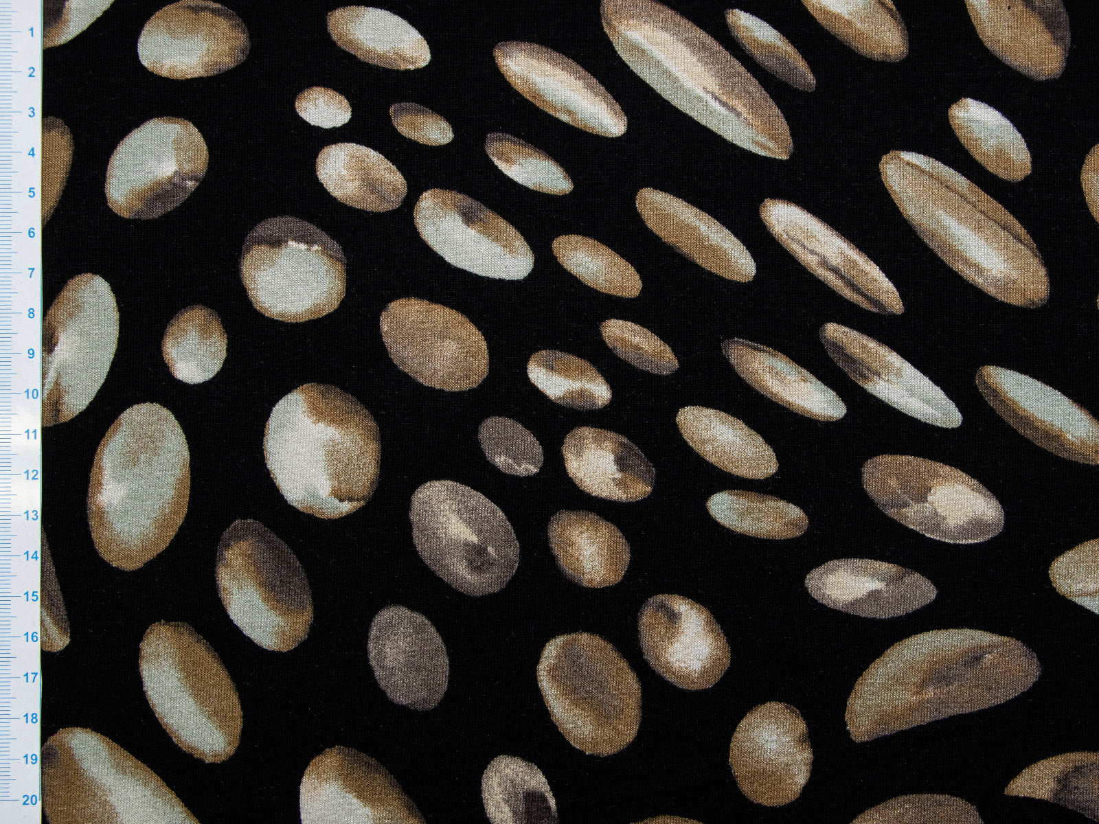 Jersey Viskose - ovale Kreise -schwarz