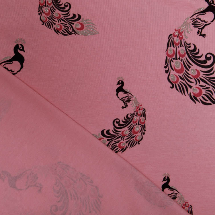 Jersey Ilja mit Glitzer - Pfauen - rosa