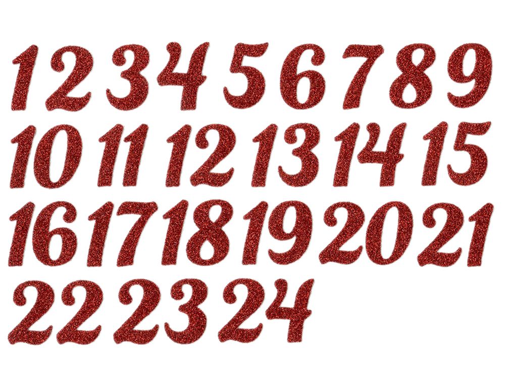 Transfer-Applikation zum Aufbügeln DIN A4 - Glitzer-Zahlen für DIY Adventskalender