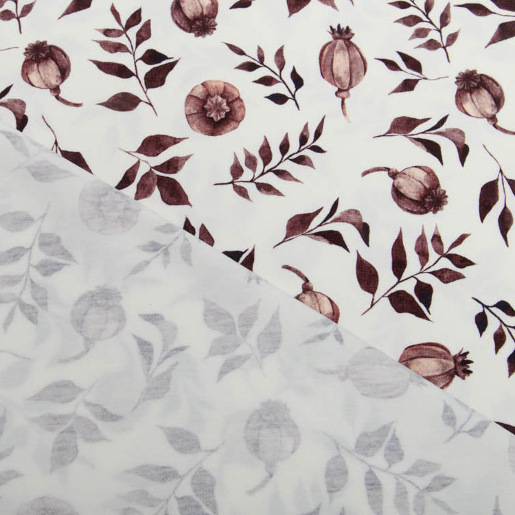 Jersey Digitaldruck Frenchie Snoozy - Herbstgestöber - wollweiß