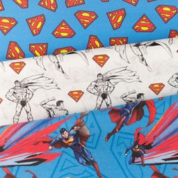 Webware Baumwolle Popeline Digitaldruck Superman - Superman in Aktion - blau