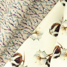 Jersey Digitaldruck Agena - Baumwollknospen - cremweiß