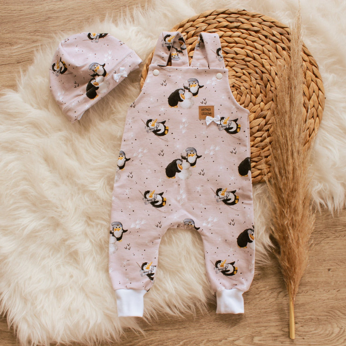 French Terry Swafing Funtarktis by Sabine Marschall - Pinguine - helles altrosa