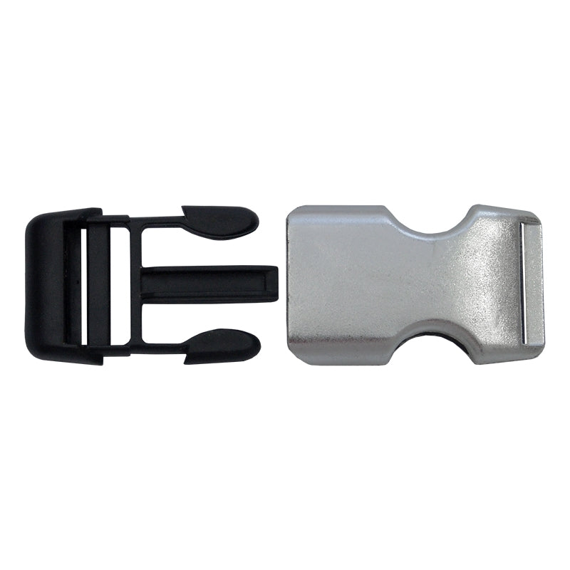 Steckschnalle zweifarbig ca. 20 mm - silberfarben-schwarz