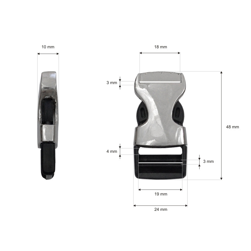 Steckschnalle zweifarbig ca. 20 mm - grau-schwarz