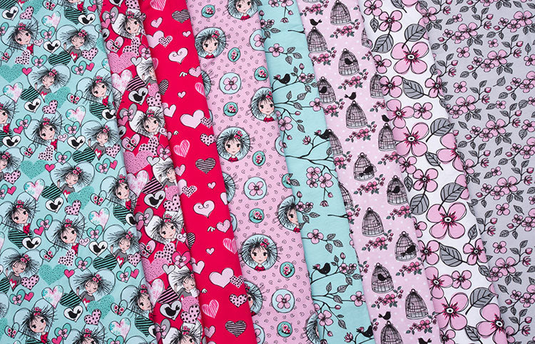 Jersey Swafing Valerie Papillon by Steinbeck - Vogelkäfige auf Punkte - rosa