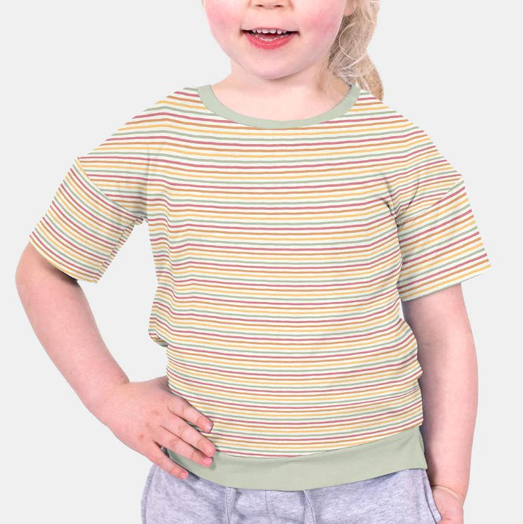 Jersey - Streifenmix - weiß-mint