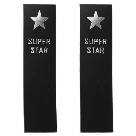 2 Knick-Applikationen / Knick-Label aus ökologischem Kunstleder - Superstar