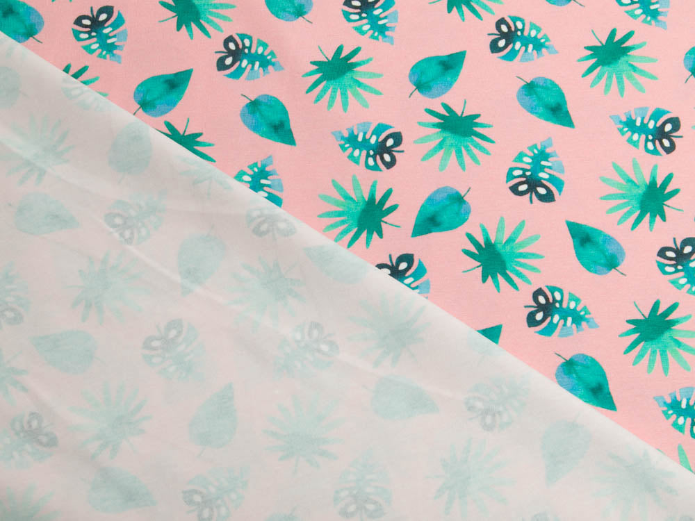 Jersey Swafing Tommy - verschiedene Dschungelblätter - rosa