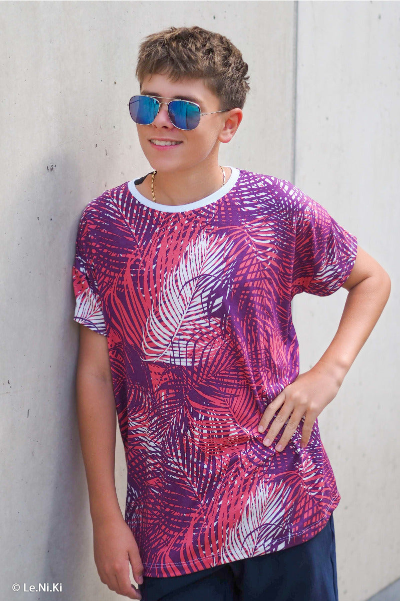 Jersey Viskose Swafing Amsterdam - Palmenblätter - lila