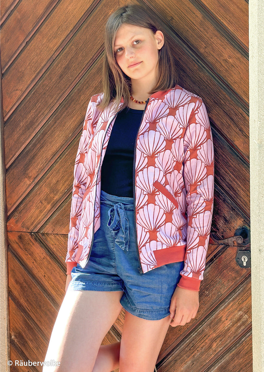 French Terry Swafing - Seashell by Cherry Picking - Muscheln - flieder - rosa