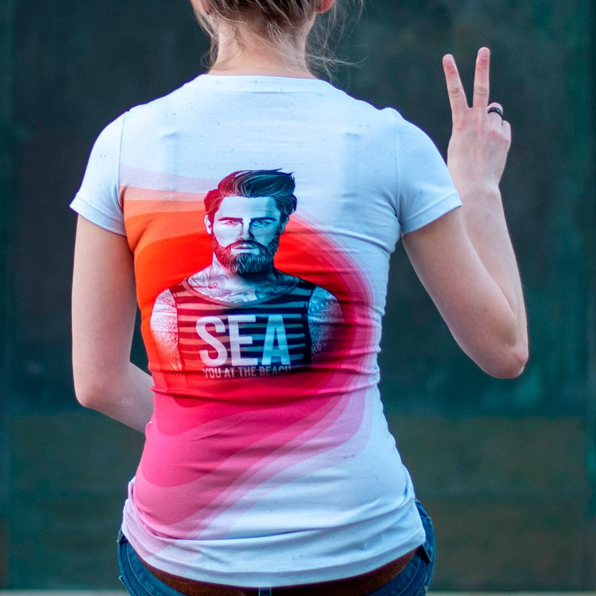 Jersey Swafing California by Thorsten Berger PANEL ca. 85 cm x 160 cm - Beach-Boy - weiß-rot