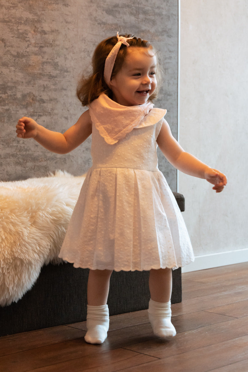 Webware Baumwolle mit Bogenkante Swafing Simone - Blütenstickerei - gelb