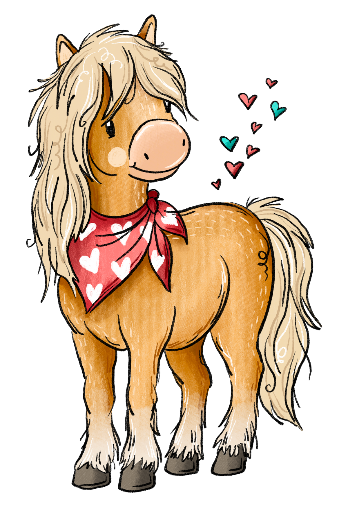 Bügelbild Applikation - Katzengold Desing PferdeHorde - Goldmähnen-Pony