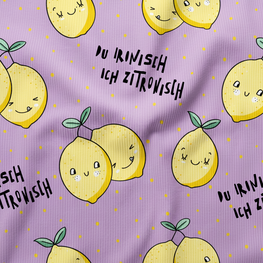 Tela Rippjersey limones kawaii - con parejita