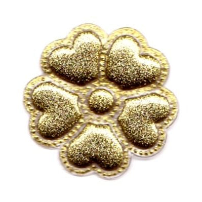 Applikation "Blume" Glitzer - 4,5 cm - gummiert - goldfarben 2 Stück