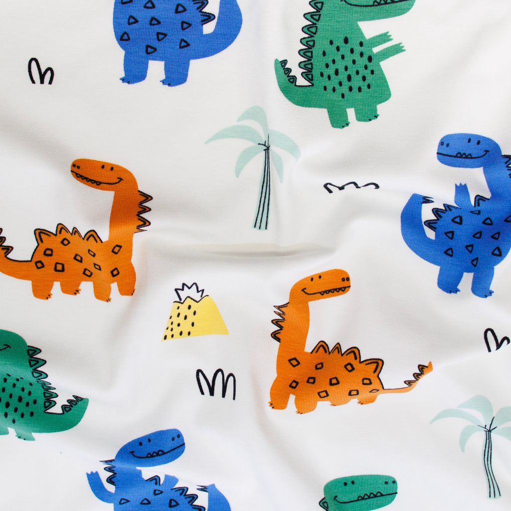 🦕Baumwolle Jersey Stoff Digitaldruck - Dinosaurier - Bunt