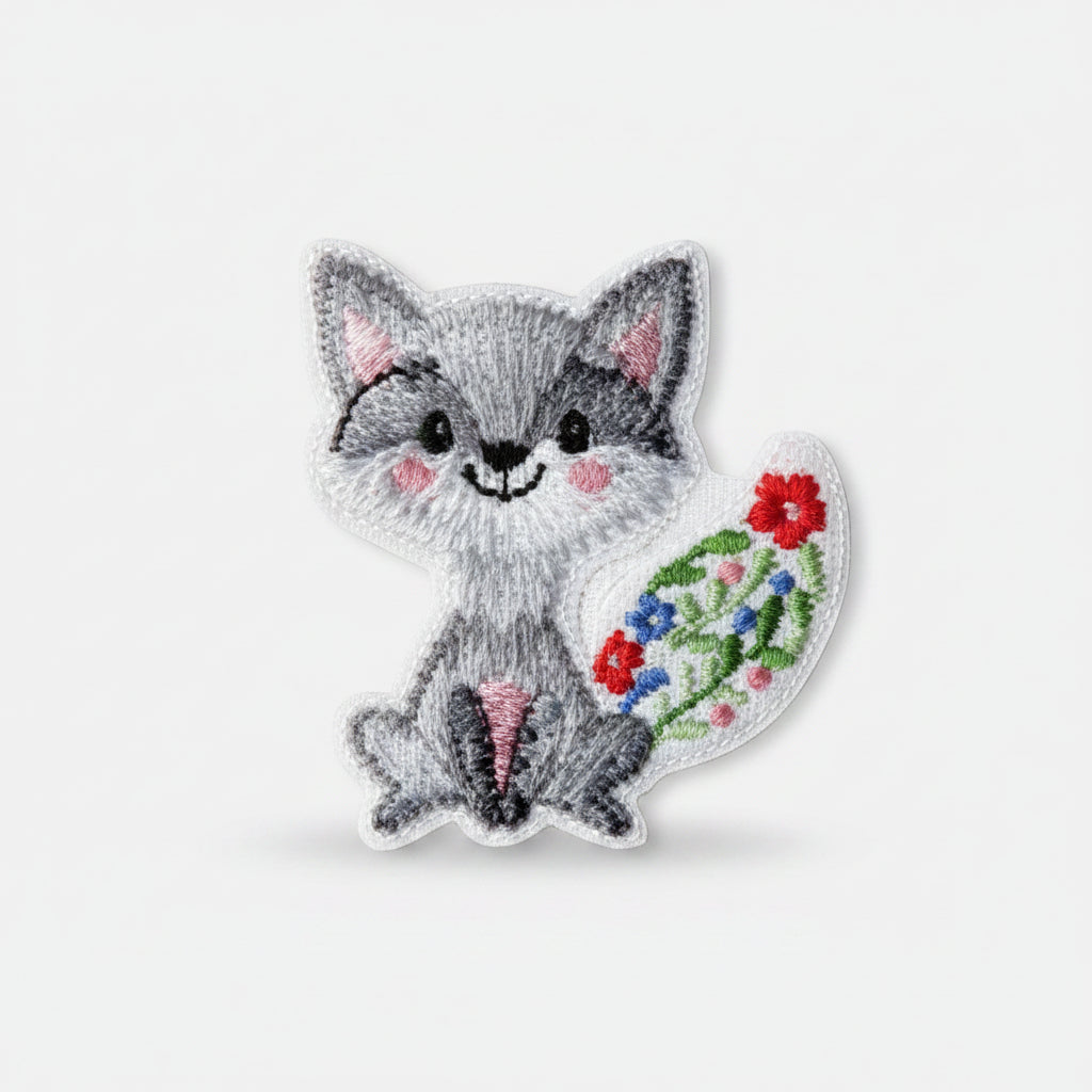 Applikation zum AufbĂŒgeln Blumentierkinder - Katze - grau
