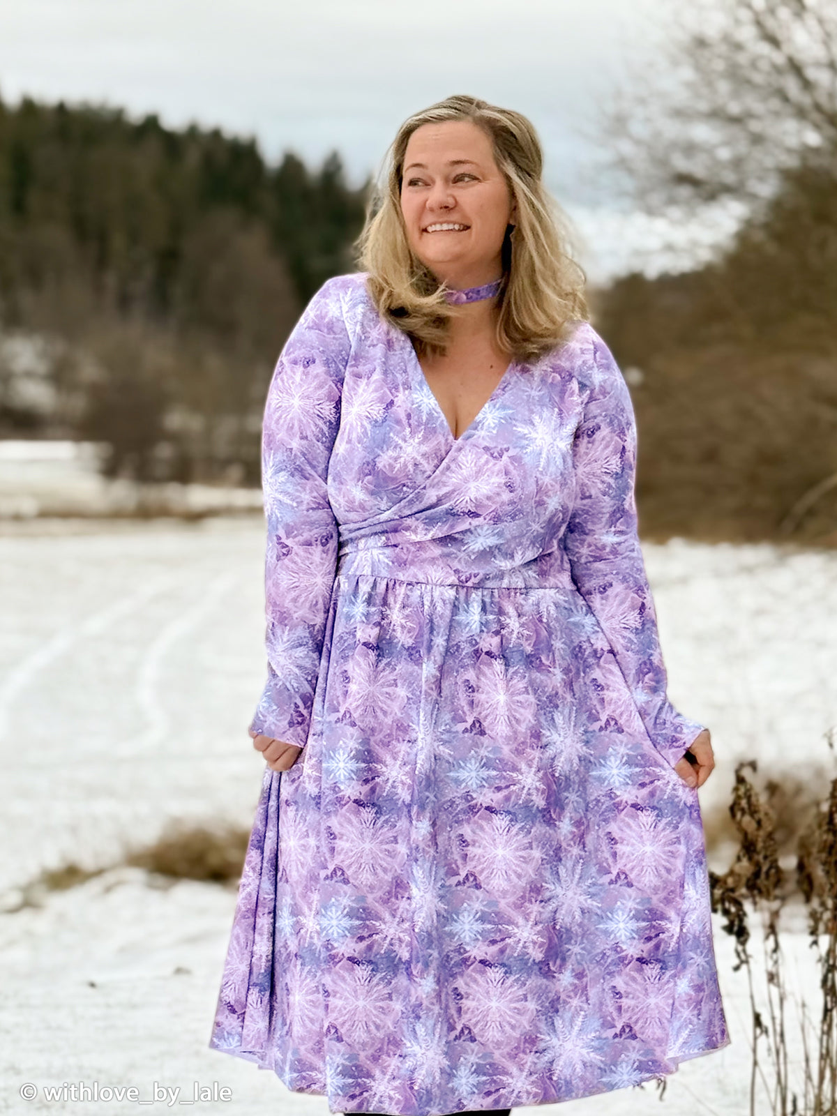 Modal French Terry Swafing Eisblumen by Christiane Zielinski - Schneeflocken - lila