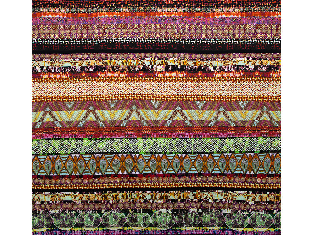 Webware Baumwolle Bordürenstoff - Ethnostyle - multicolor
