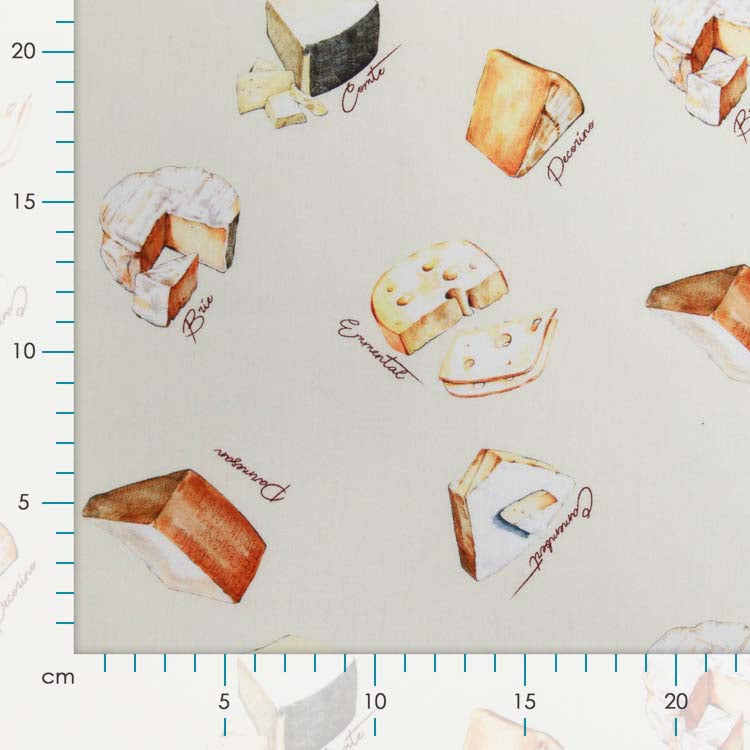 Webware Baumwolle Popeline - köstliche Käsesorten - natur