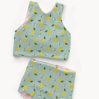 Swimwear Jersey Badestoff UV Protection UPF 50 Zitronen - mint