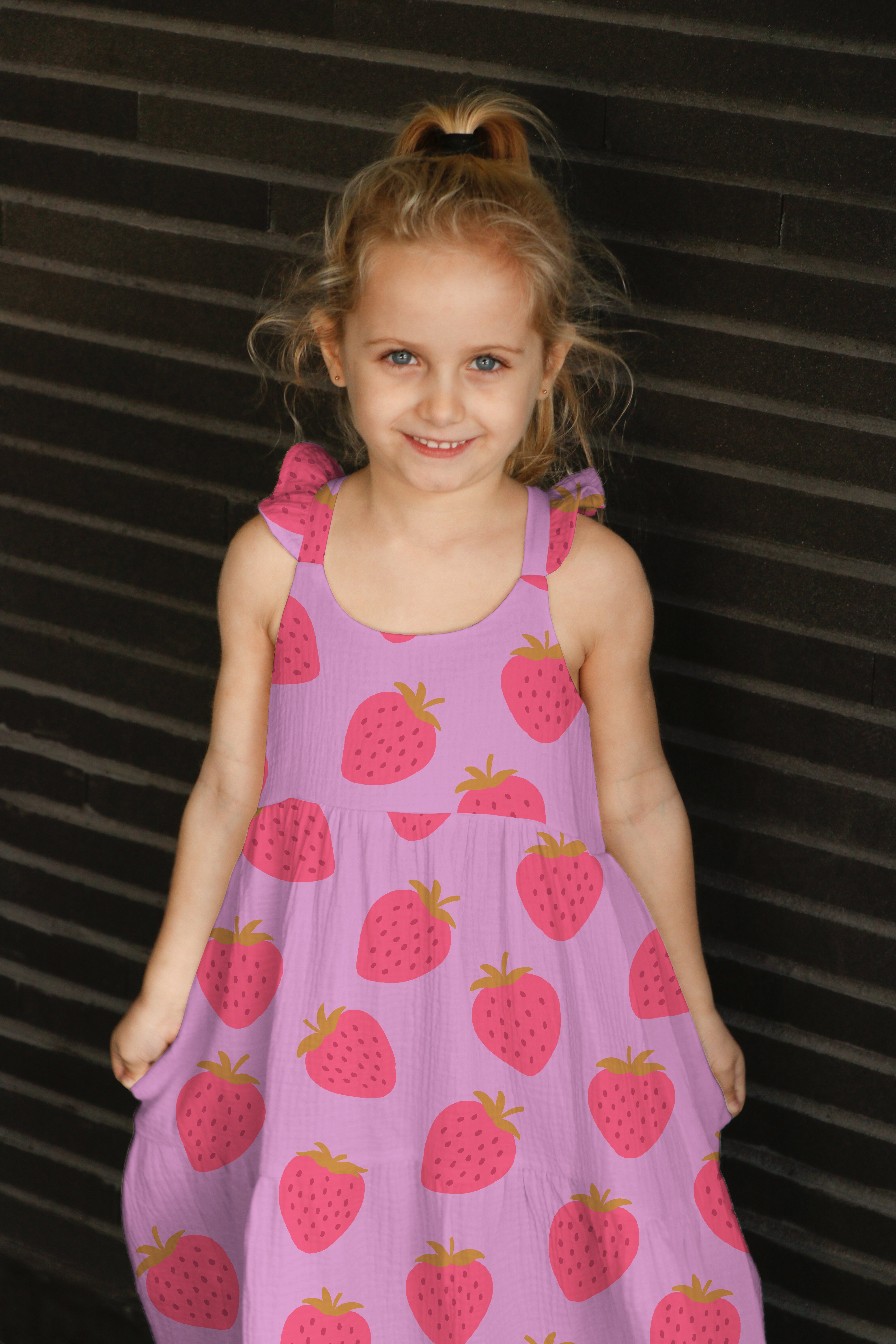Musselin Baumwolle - Erdbeeren - pink