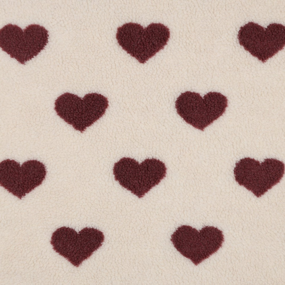Sherpa Teddy Jacquard Stoff - Herzen - wollweiß