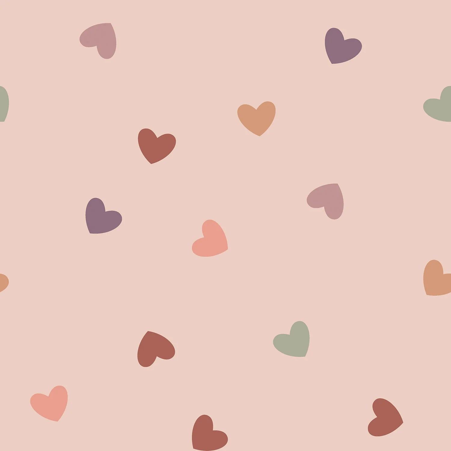 💛Sweat French Terry Stoff Digitaldruck - Bunten Herzen - Helles Pink