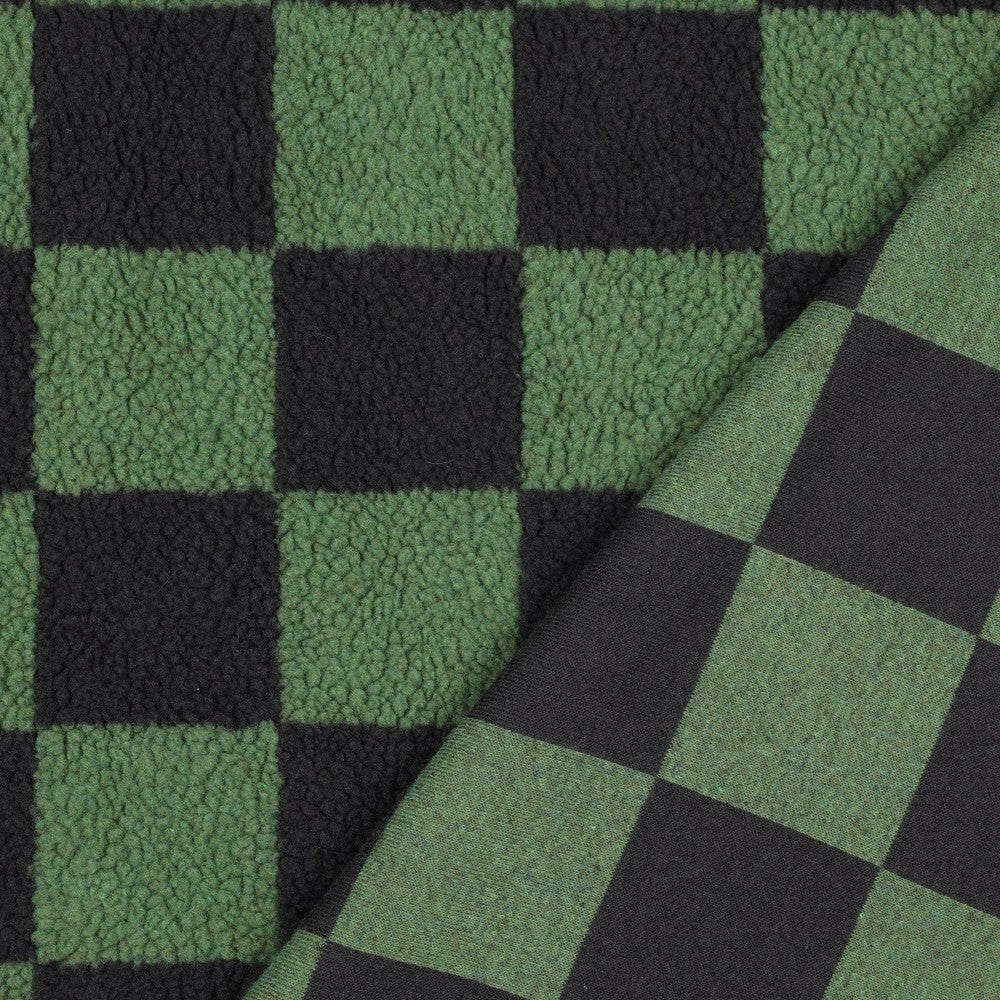 Sherpa Teddy Jacquard Stoff - Karomuster