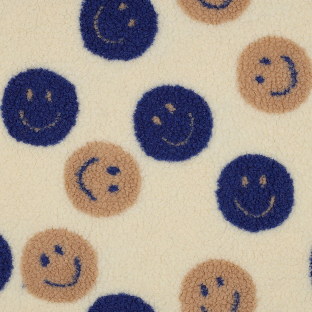 Sherpa Teddy Jacquard Stoff - Happy Faces