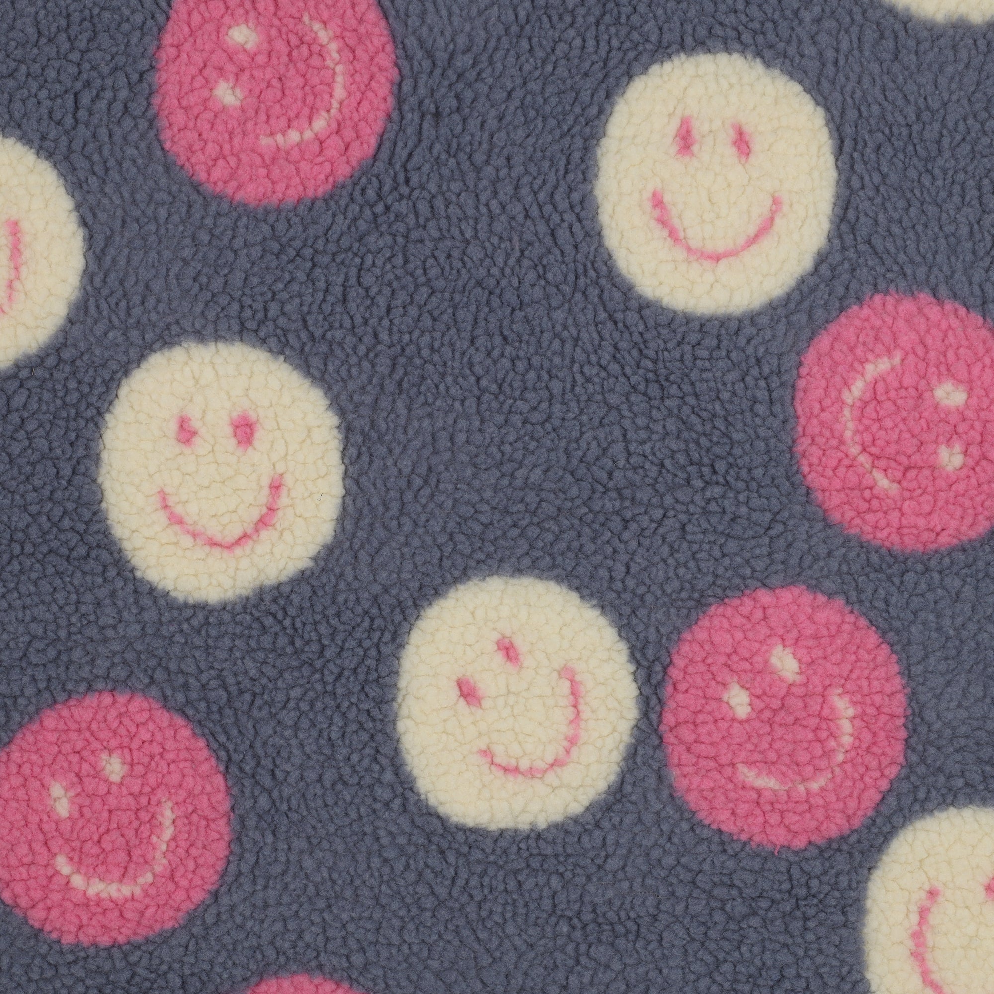 Sherpa Teddy Jacquard Stoff - Happy Faces