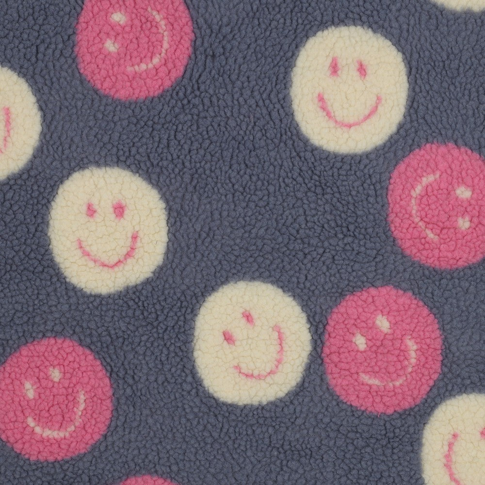 Sherpa Teddy Jacquard Stoff - Happy Faces