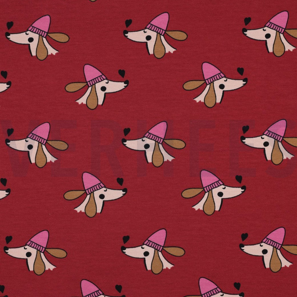 French Terry Stoff - Hunde und Herzen