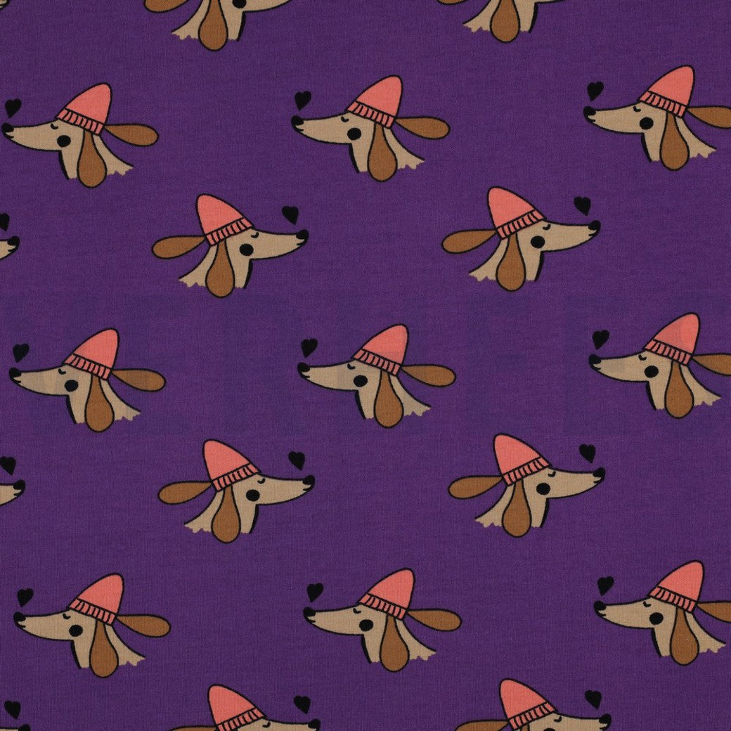 French Terry Stoff - Hunde und Herzen