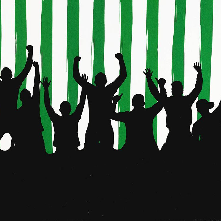 Jersey Bordürenstoff Swafing Fans - Fans auf Streifen