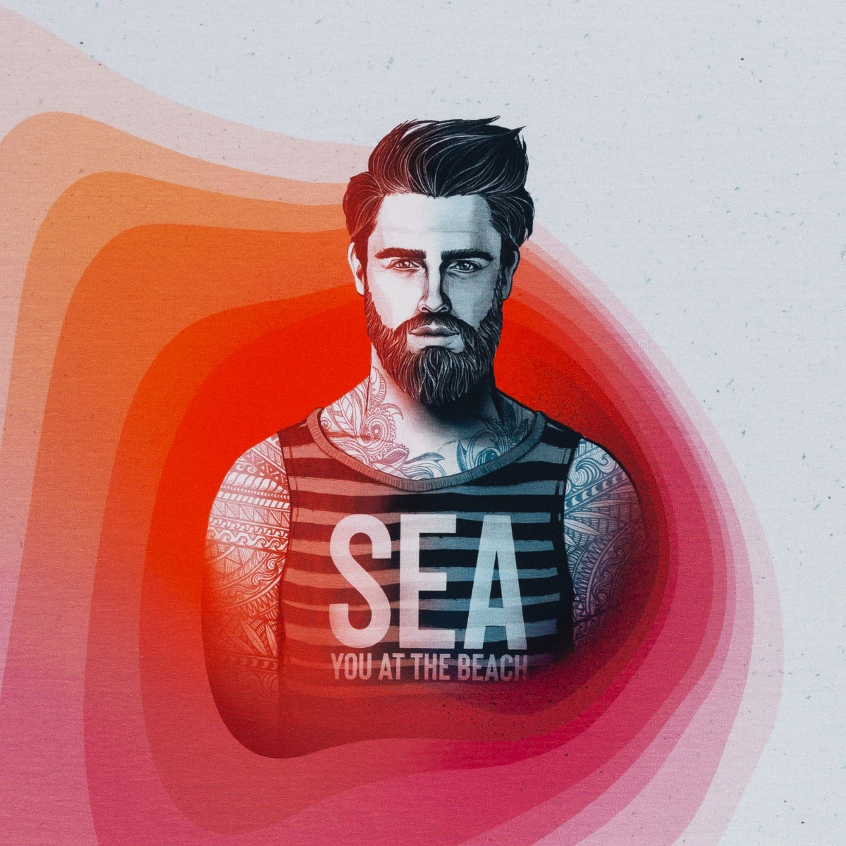 Jersey Swafing California by Thorsten Berger PANEL ca. 85 cm x 160 cm - Beach-Boy - weiß-rot