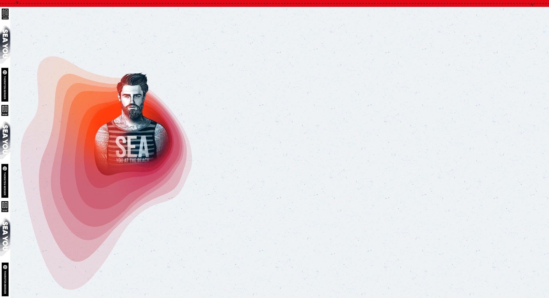 Jersey Swafing California by Thorsten Berger PANEL ca. 85 cm x 160 cm - Beach-Boy - weiß-rot