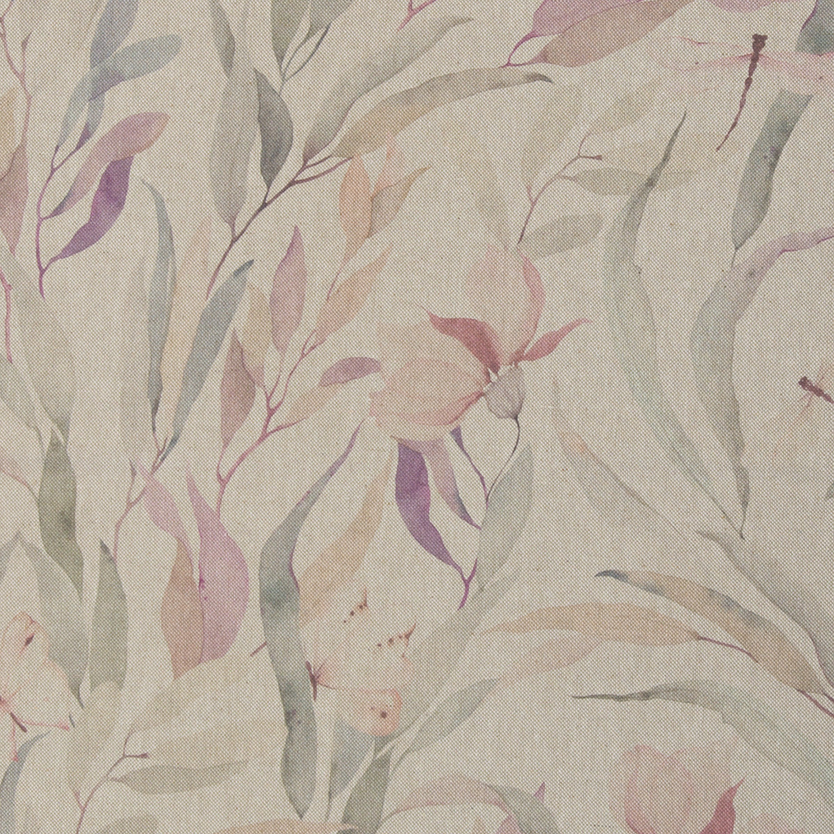 Canvas Swafing Christel - Blätter und Libellen in Wasserfarbenoptik - beige-flieder