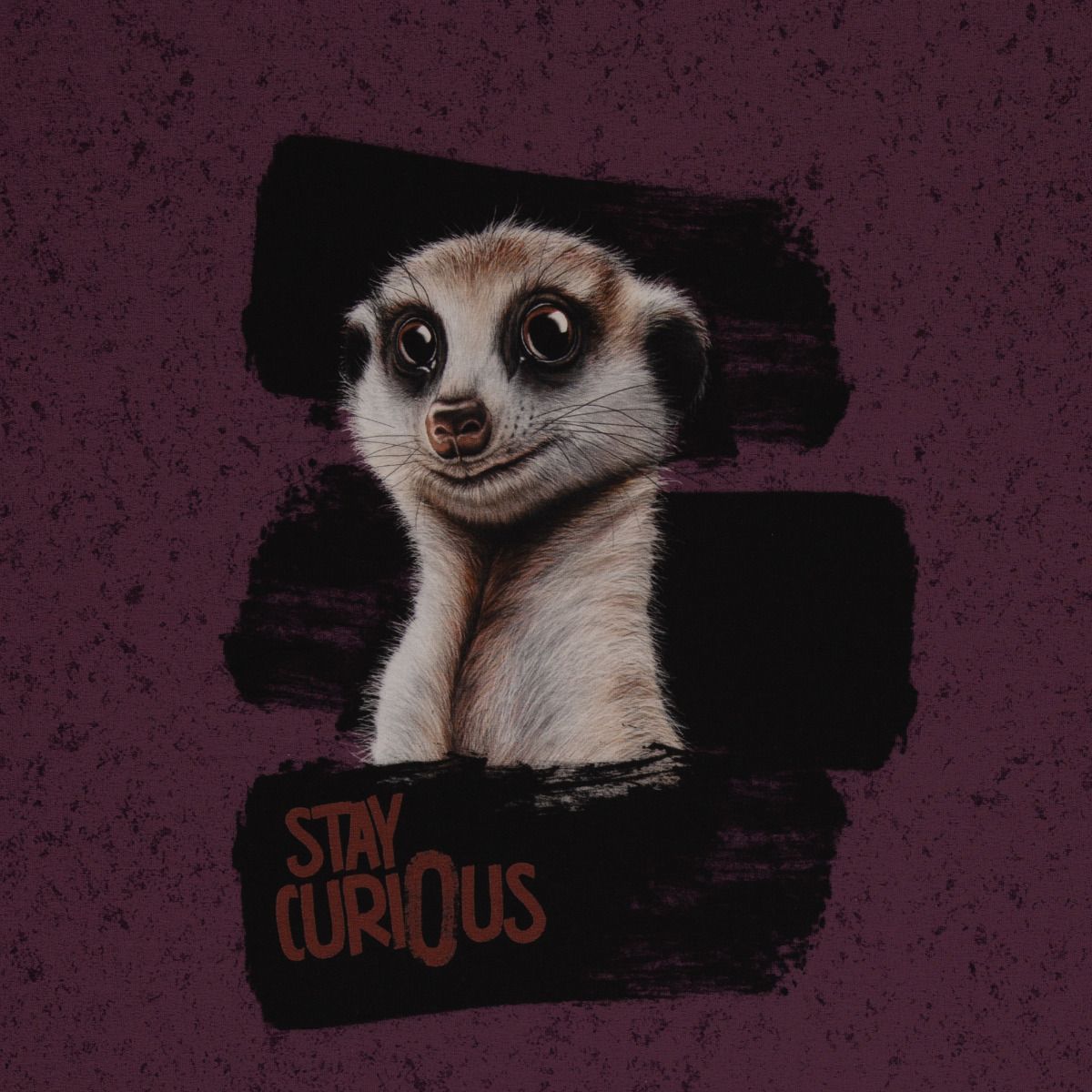 French Terry Swafing PANEL ca. 80 cm x 150 cm Stay Curious by Thorsten Berger - aubergine