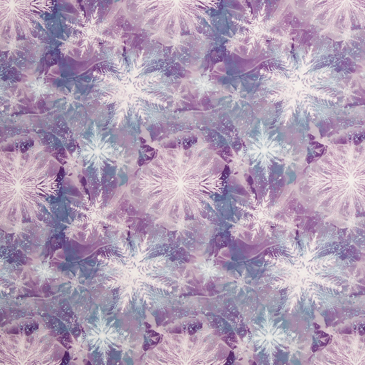 Modal French Terry Swafing Eisblumen by Christiane Zielinski - Schneeflocken - lila