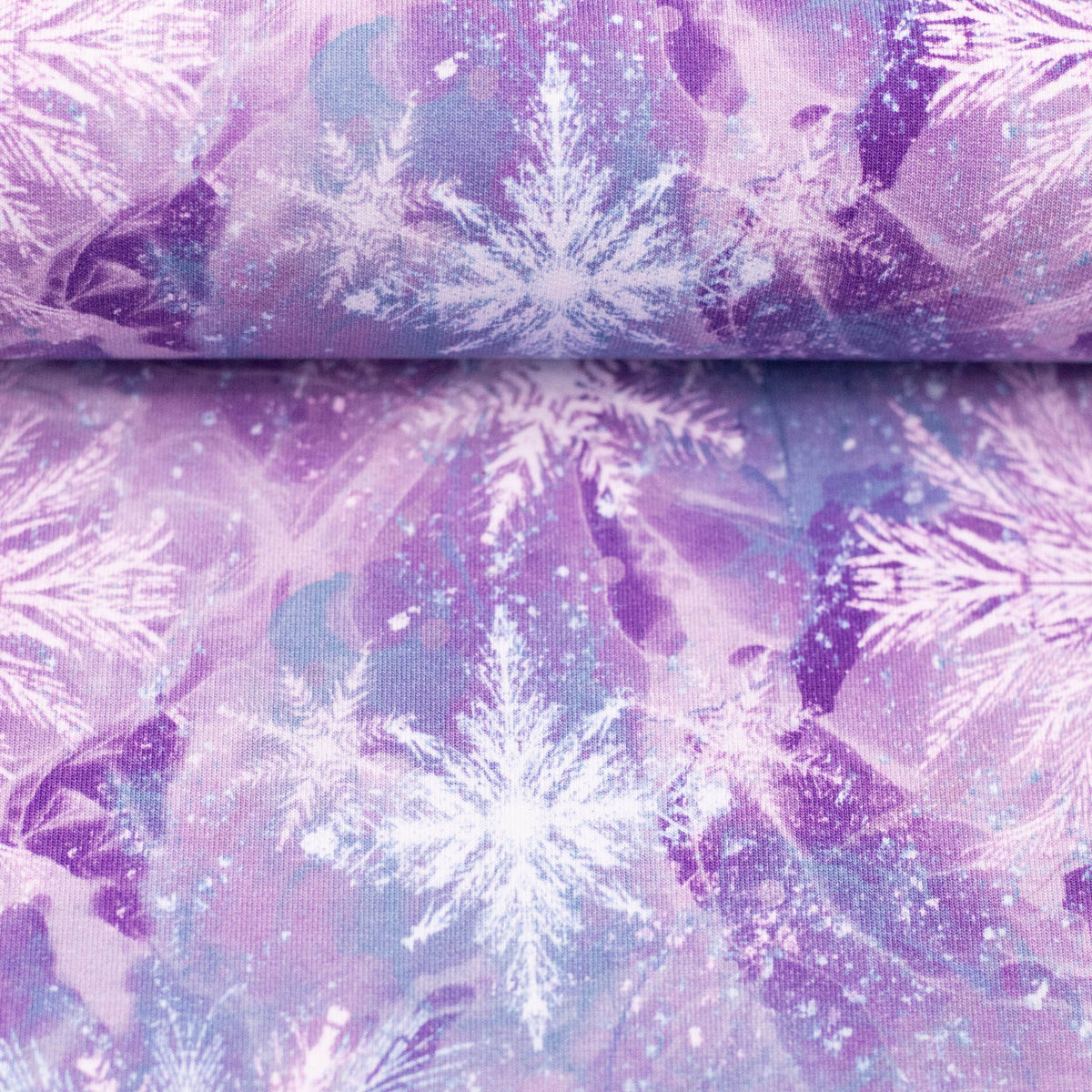 Modal French Terry Swafing Eisblumen by Christiane Zielinski - Schneeflocken - lila