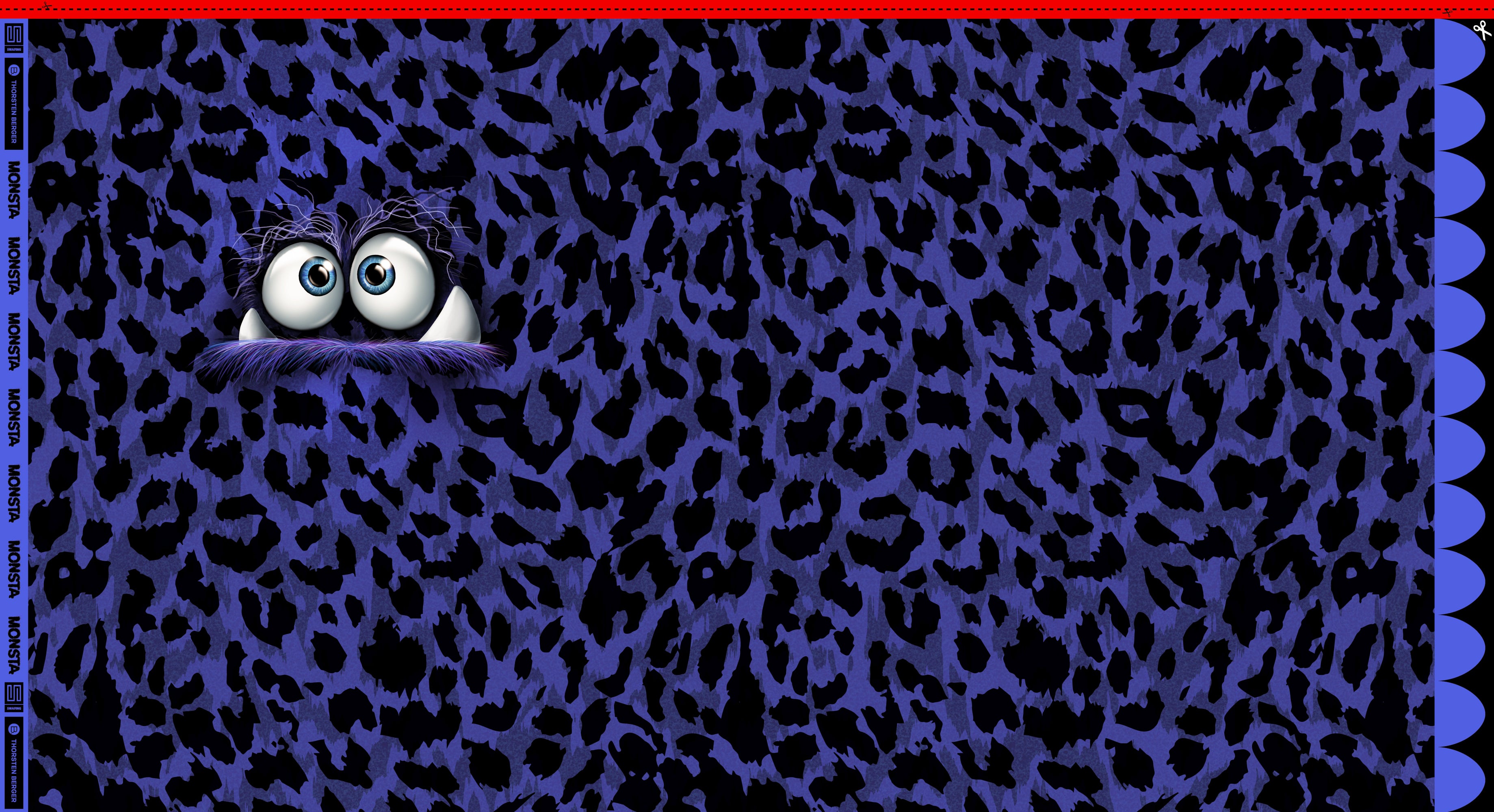 French Terry Swafing PANEL ca. 85 cm x 150 cm MONSTA by Thorsten Berger - Leo - Lila