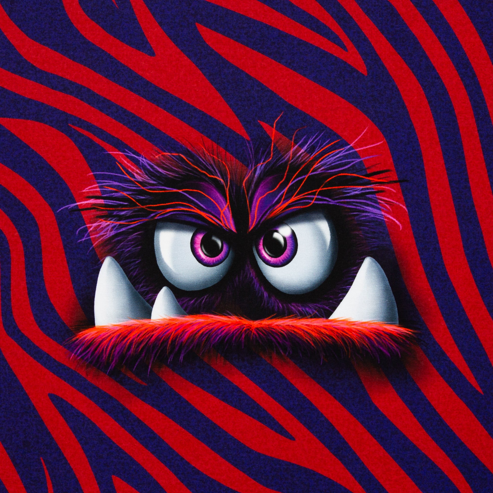 French Terry Swafing PANEL ca. 85 cm x 150 cm MONSTA by Thorsten Berger - Zebra -Rot