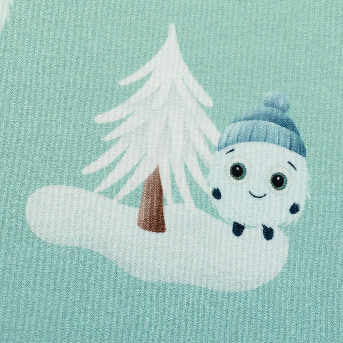 French Terry Swafing - Fluffy by Mrs Mint - flauschige Schneewesen im Wald - mint