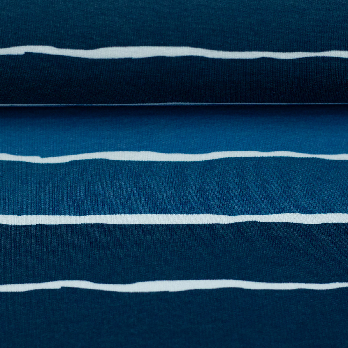French Terry Swafing - Fluffy by Mrs Mint - Kombistoff mit Streifenmuster - jeansblau