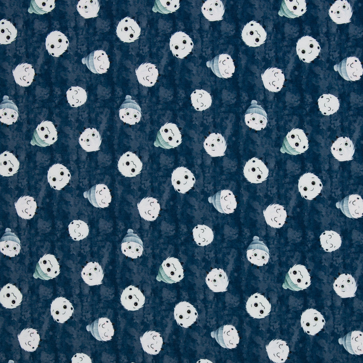 French Terry Swafing - Fluffy by Mrs Mint - flauschige Schneewesen - jeansblau